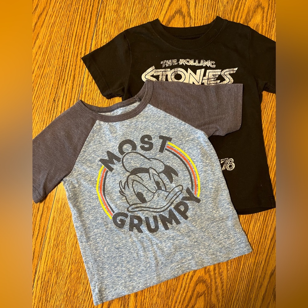Rolling Stones and Donald Duck T-shirts.